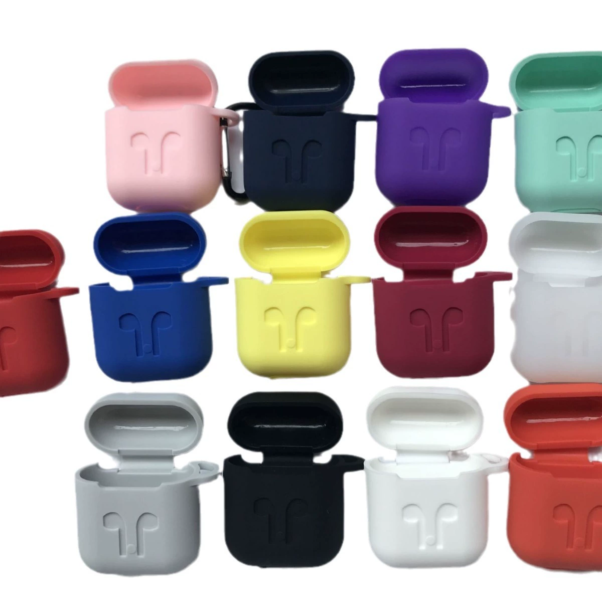 Силиконовый защитный чехол для AirPods, совместим с беспроводными наушниками, 13 цветов, карабин/крючок/верёвка