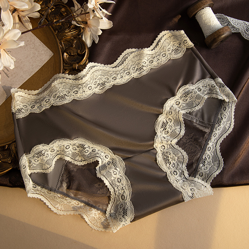 Dulce ropa interior de satén de encaje francés mujer arco hueco 7A entrepierna de algodón antibacteriano sexy ropa interior de mujer pura