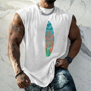 New Cross-Border Fashion Sports Fitness Vest Muscle Training Trendy Sleeveless T-Shirt European and American Vest Macho Type