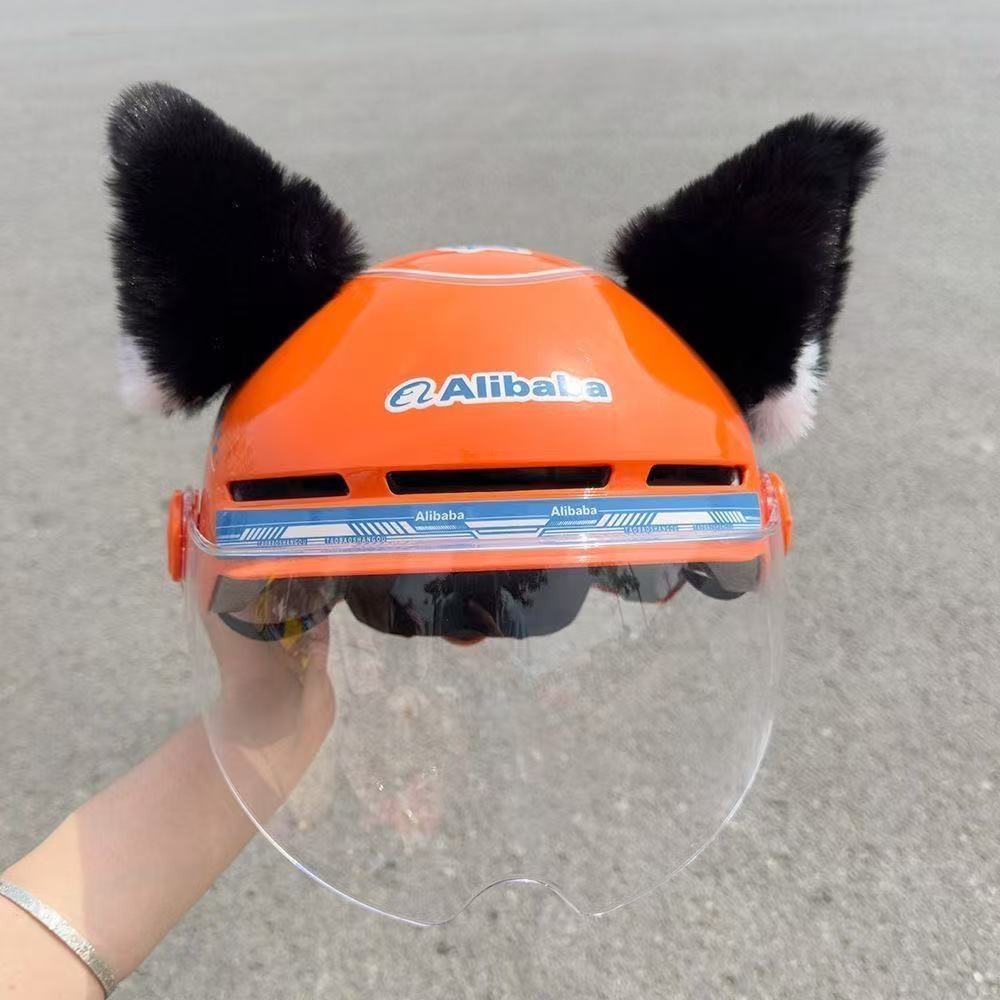 Motorcycle helmet decoration cute cartoon doll cat ear accessory for children's riding sun protection hat decoration