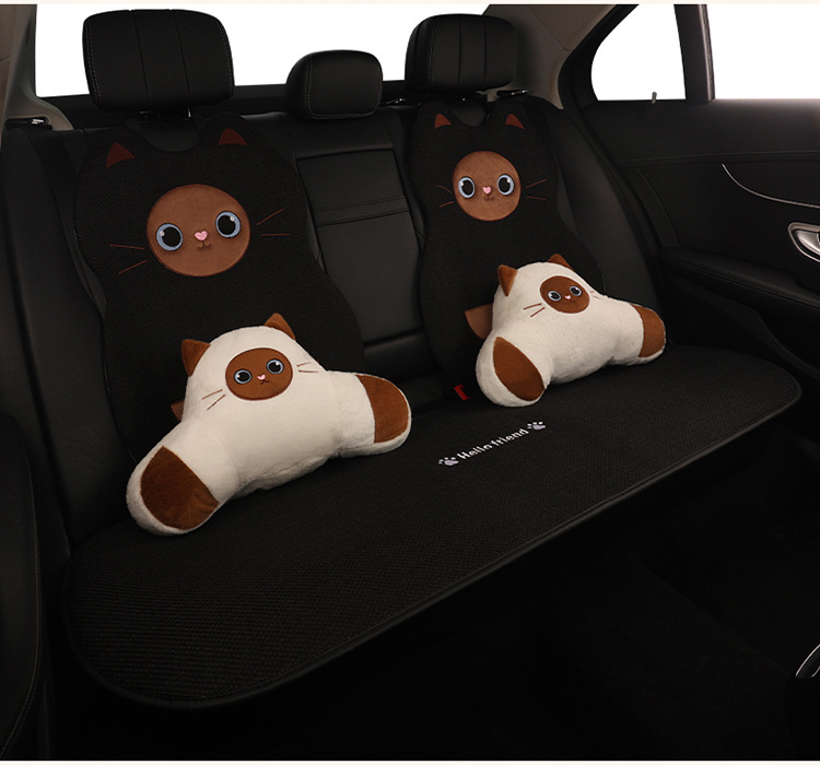 Car Seat Cushion, Universal for All Seasons, Linen Car Seat Cushion Cover, Full Cotton and Linen Breathable Female Car Cushion, Car Seat Cover Single Piece