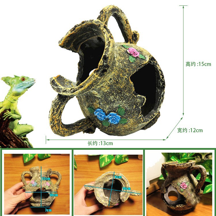 Accesorios de acuario decoración del tanque de peces paisaje caja de orugas del tanque de peces Casa Refugio artesanía de resina antigua Concha Cubo de vino