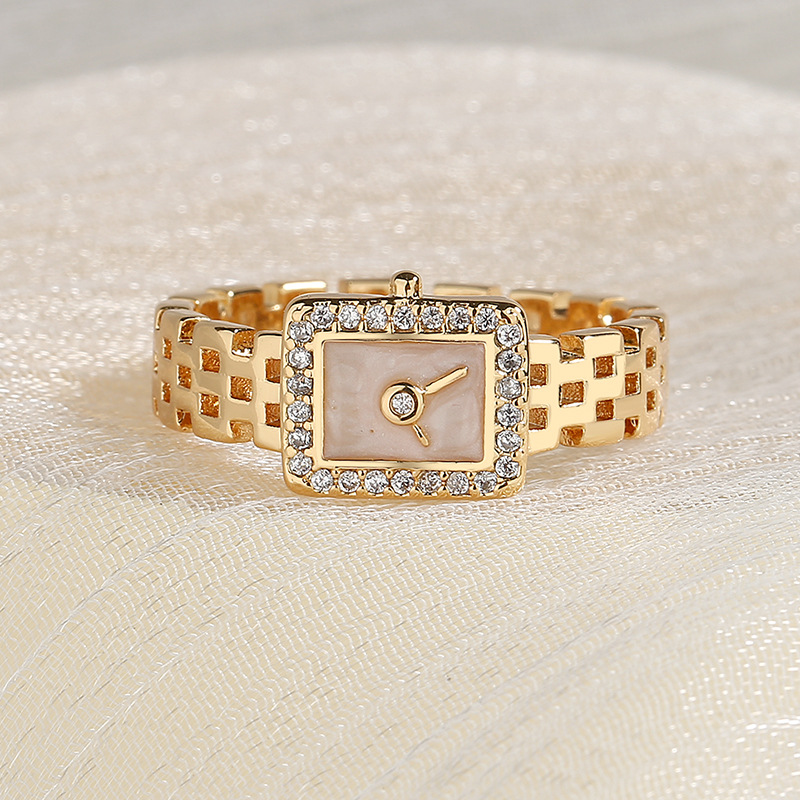 Fashion Geometric Copper Patchwork Rhinestones Rings 1 Piece