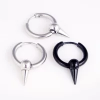 Серьги-кольца из нержавеющей стали с шипованной подвеской, корейский стиль, вакуум-покрытие, 2,5×12 мм