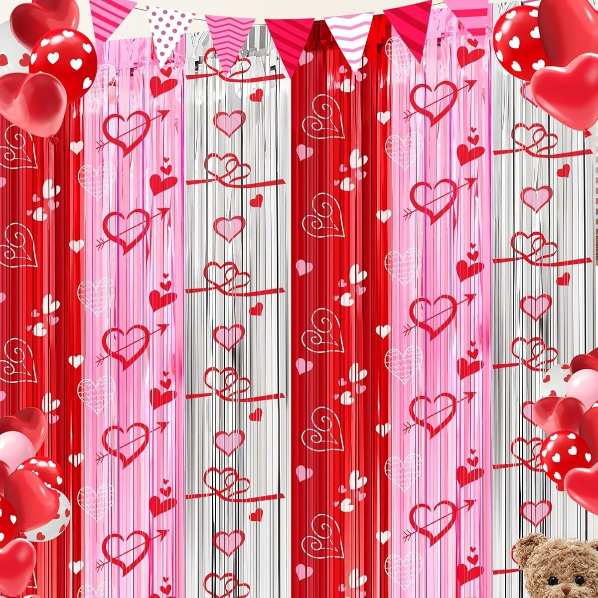 Heart-Shaped Valentine's Day Rain Silk Curtain 1*2m Independence Day Party Supplies Birthday Holiday Wedding Internet Celebrity Wall Decoration Arrangement