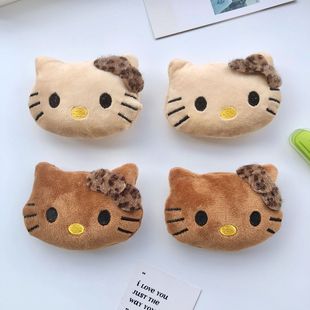 Large Leopard Print Kt Cat Plush Hair Band Accessories DIY Headdress Furry Cute Kitten Soft Cute Autumn and Winter Decoration