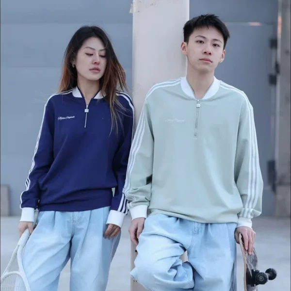 Spring and autumn outerwear, cardigan, sweatshirt, stand-up collar top, unisex, classic retro embroidered casual jacket