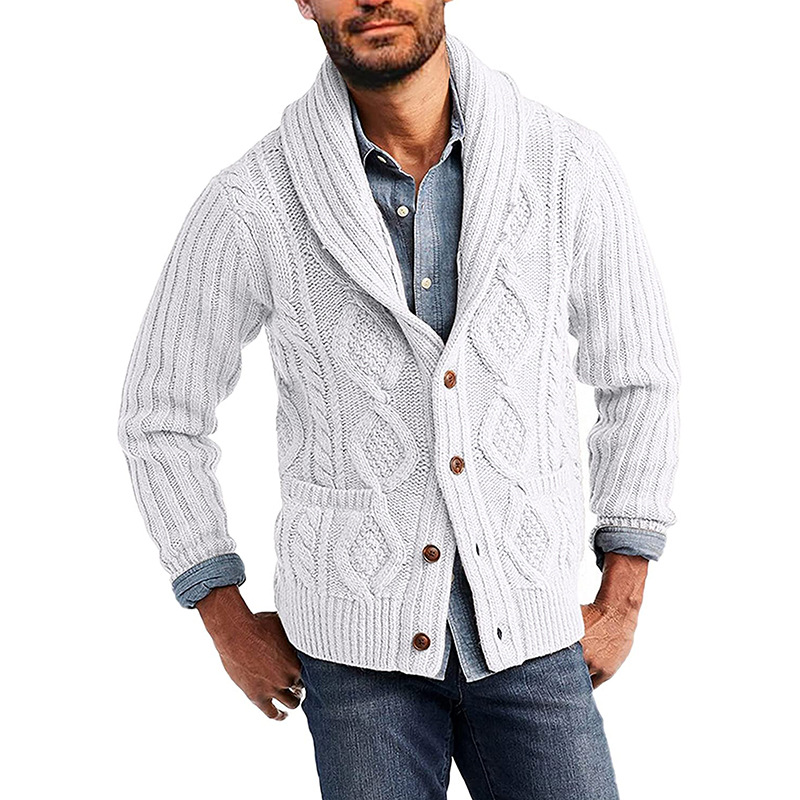 Herrenbekleidung 2024 Zopfmusterpullover Herren Herbst und Winter Einfarbig Langarm Strickjacke Große Größe Europäischer und Amerikanischer Pullover Herren_voghion.com