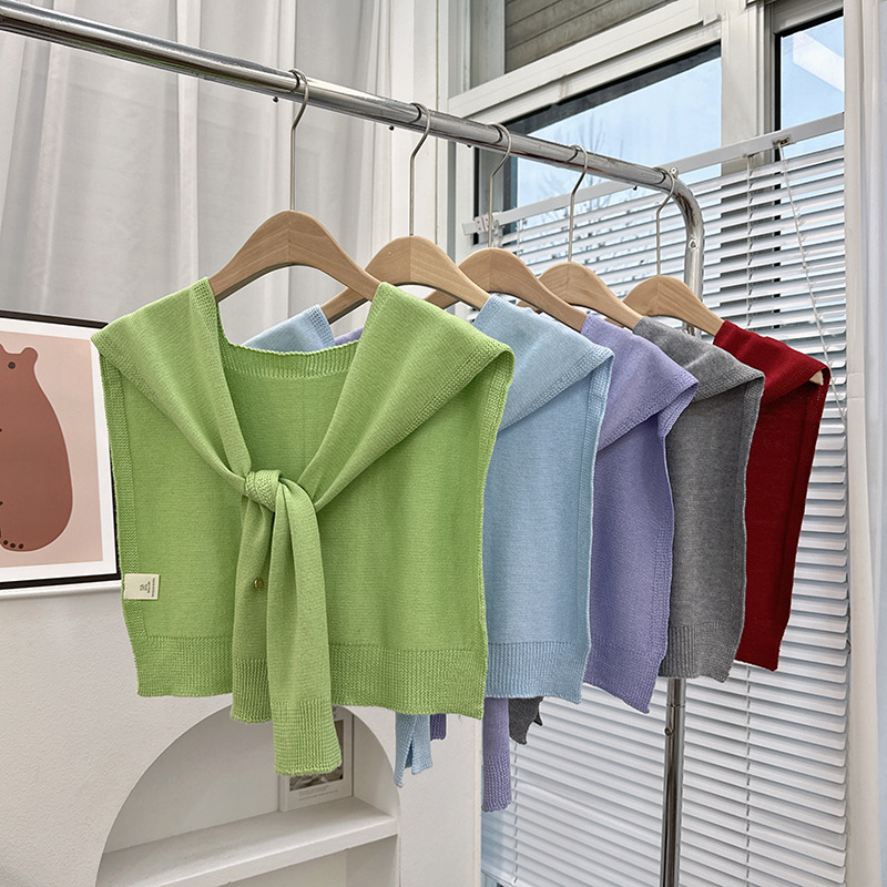Nuevo estilo coreano Dongdamen sólido chale de punto para mujeres primavera y otoño con cardigans delgados de verano bufandas de nudos