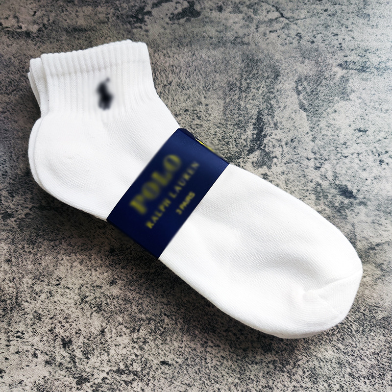 拉夫R男款大码毛巾底短袜 黑白灰三色 原版卡纸 跨境电商外贸货源|ms