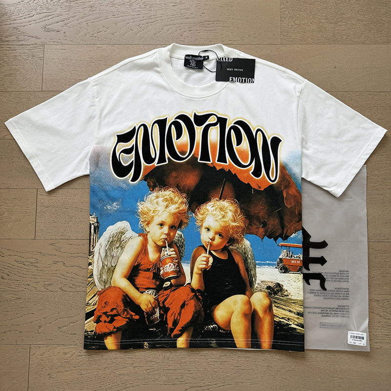 Mixed Emotion T-shirt Rhinestone Angels Coca-Cola White