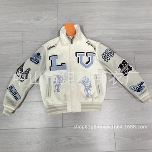 Custom Embroidered Baseball Jacket with Towel Embroidery, Quilted Special Embroidery Motorcycle Jacket Woven Factory, American Hip-Hop Baseball Jacket Factory