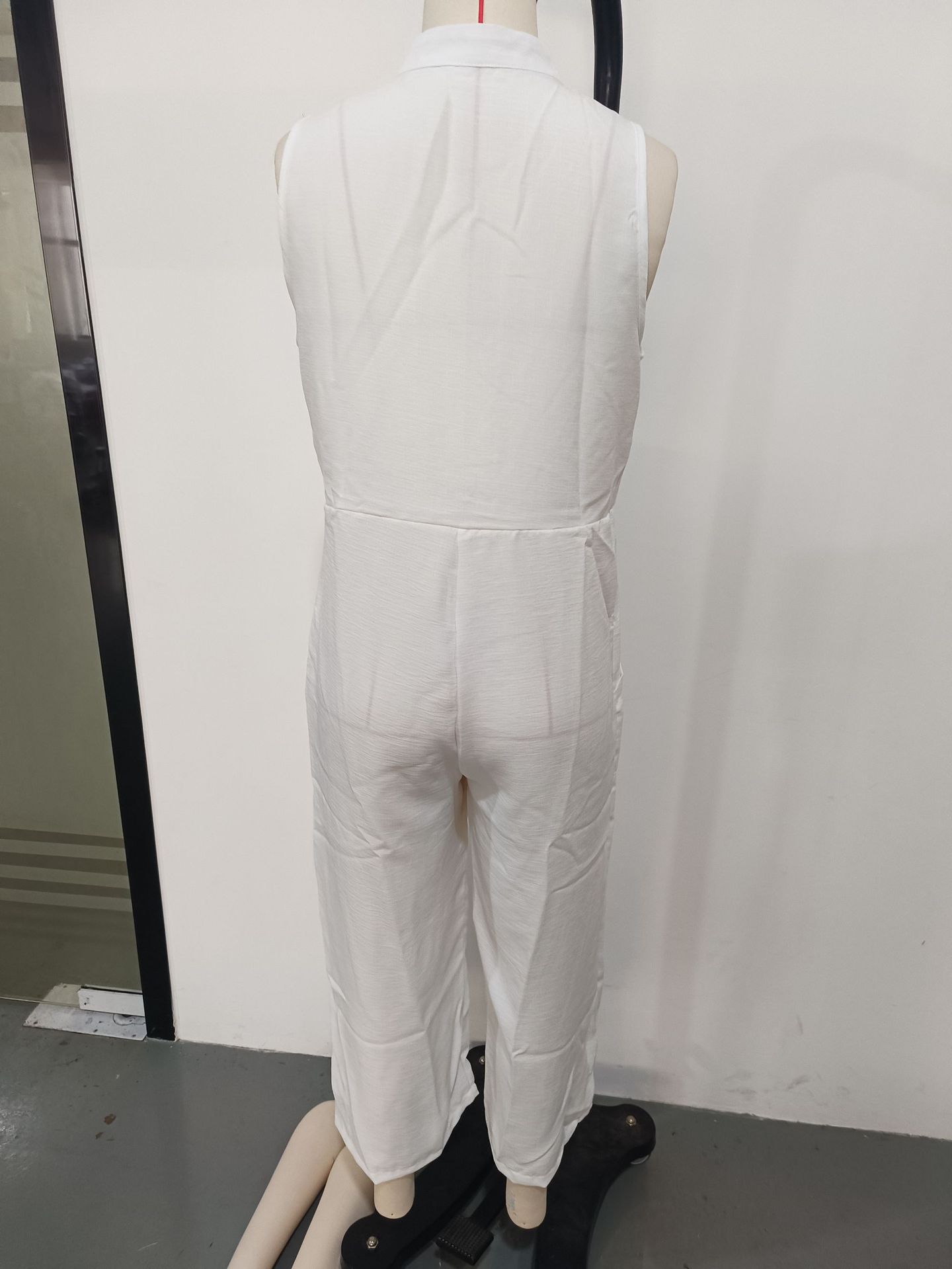 Women's Casual Sleeveless Stand Collar Jumpsuit With Pockets_voghion.com