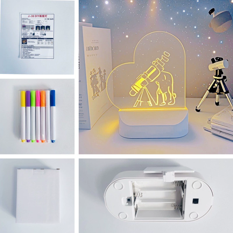Стираемая доска для рисования, настольная LED-панель для письма, ручная работа, живопись от руки, граффити