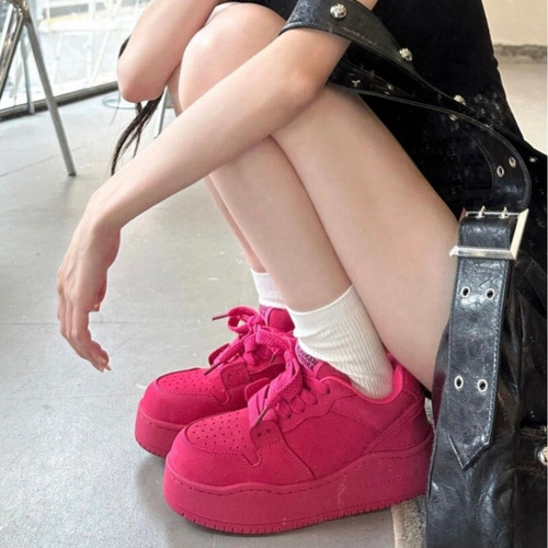 Daopama Thick Sole Height Increasing Versatile Breadboard Shoes for Women, Ins Trendy Summer Yellow Korean Style Casual Shoes