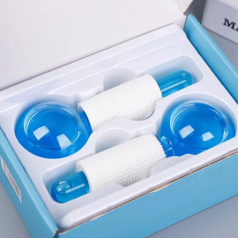 Transfronterizo Amazon Hockey sobre hielo Bola de belleza Pink Crystal Hockey sobre hielo Terapia de hielo Masaje facial Vidrio Bola de belleza Bola de hielo