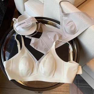 Ultra-thin French Style Lace Rabbit Ear Underwear Women's Big Chest Small Look Thin Non-rimmed Triangle Cup Anti-sagging Bra