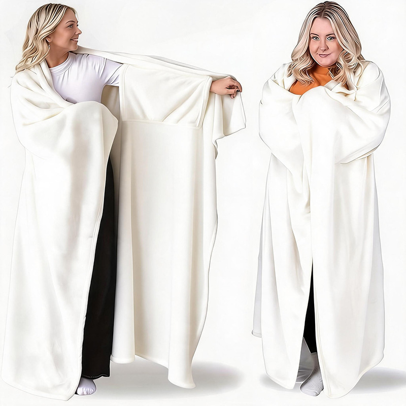 Comercio exterior personalizado mantas cálidas para vestir mantas cómodas sofá cama regalo de ropa externa capa gris suave tern