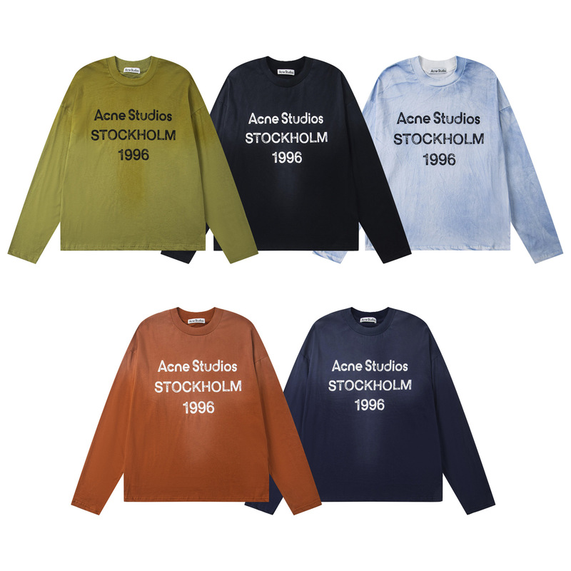 Cross-Border 1996 Letter Print Washed Vintage Light Luxury Trendy Brand Loose-Fitting Unisex Long-Sleeve Couple T-Shirt Cross-Border 1996 Letter Print Washed Vintage Light Luxury Trendy Brand Loose-Fitting Unisex Long-Sleeve Couple T-Shirt