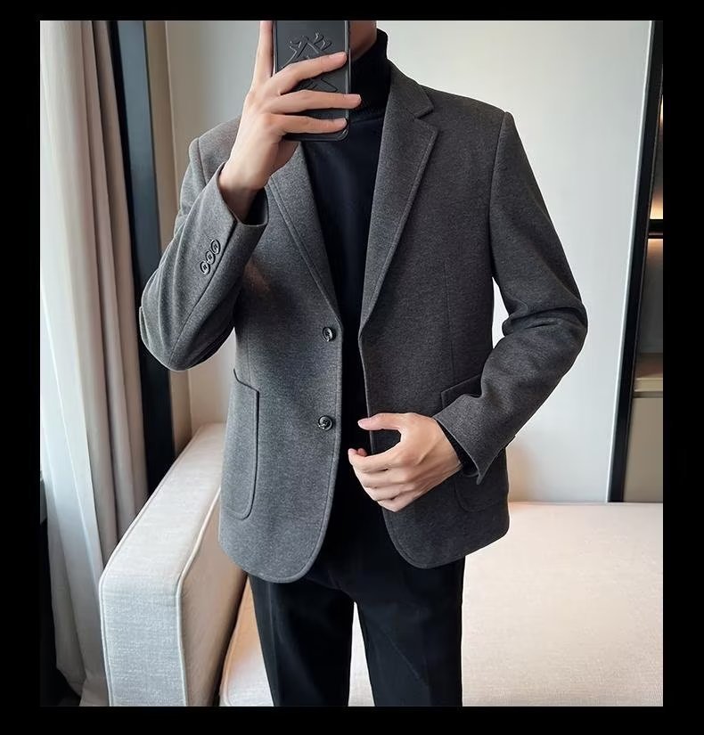 1 Blazer Men, Autumn And 2023 New Style, Mature Style Men's Casual Thick Woolen Suit For Winter_viptrois.com