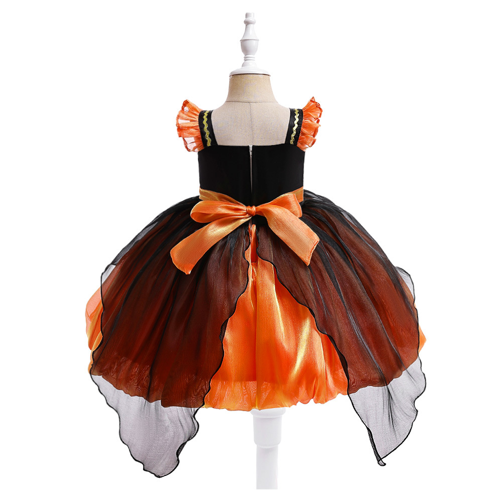 Amazon de Halloween calabaza elfo Cosplay traje del funcionamiento pequeño volando manga mullido vestido de princesa vestido de los niños