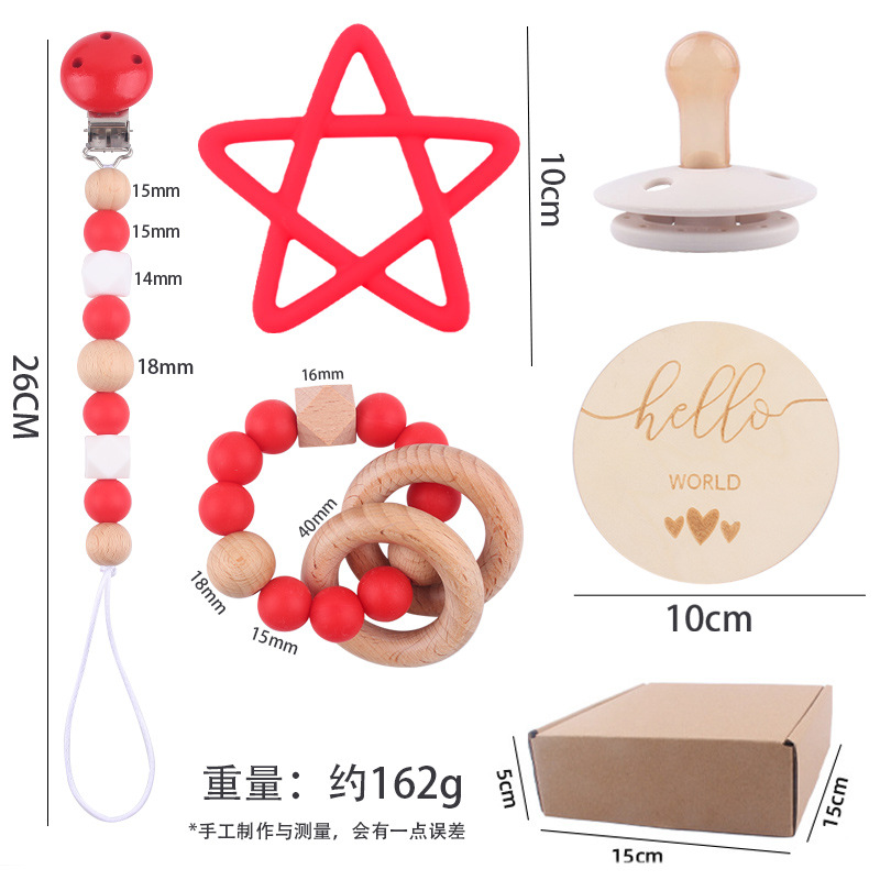 Nuevos bebés dibujos animados de silicona pentagonal serie de Navidad creativa bebé tetina cadena de cinco piezas set