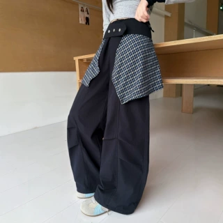 女童格子屁帘休闲裤2026秋季新款中大童阔腿裤直筒裤儿童秋装长裤