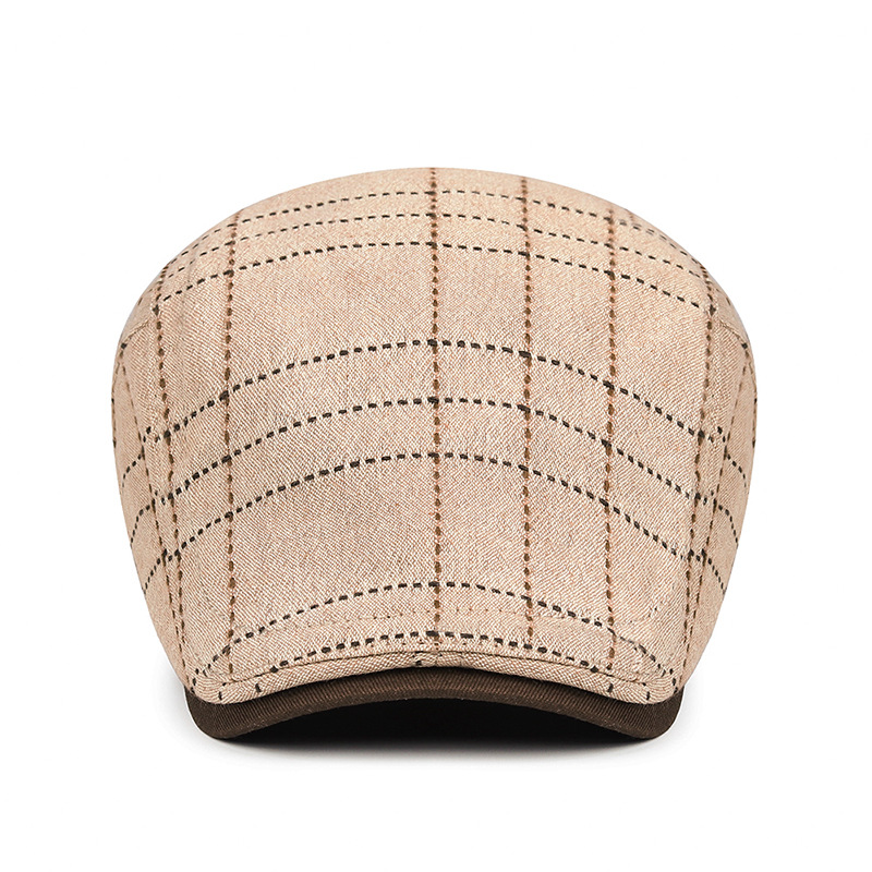 Plaid beret spring, autumn, summer, men women, artistic youth, duckbill cap, versatile casual hat for middle-aged and_voghion.com