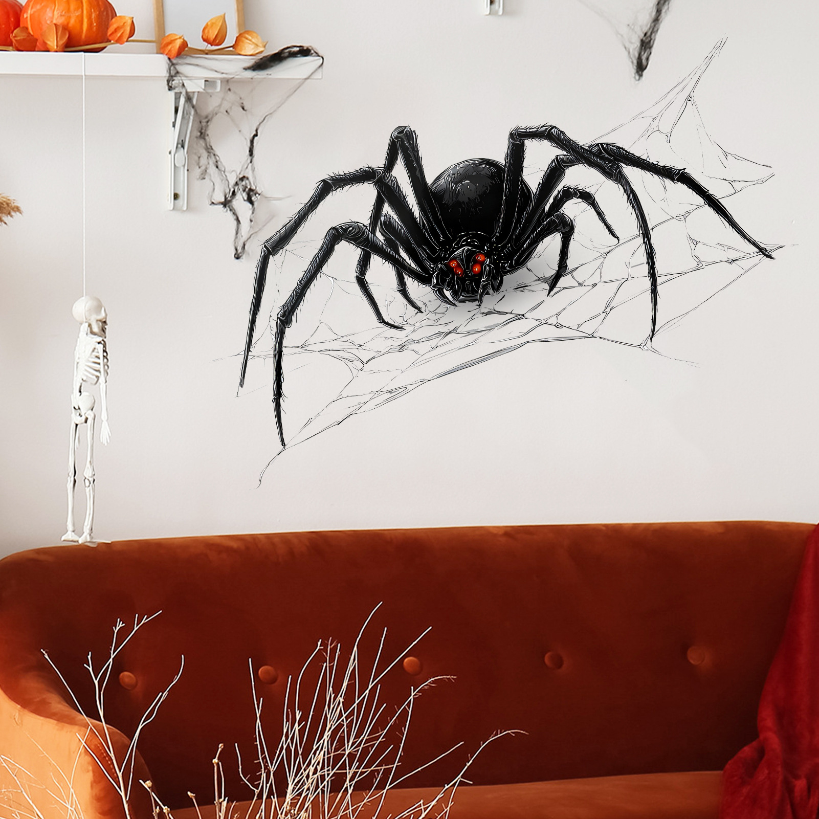 Halloween 3d Spider Web Wall Sticker Home Decoration Mural_voghion.com