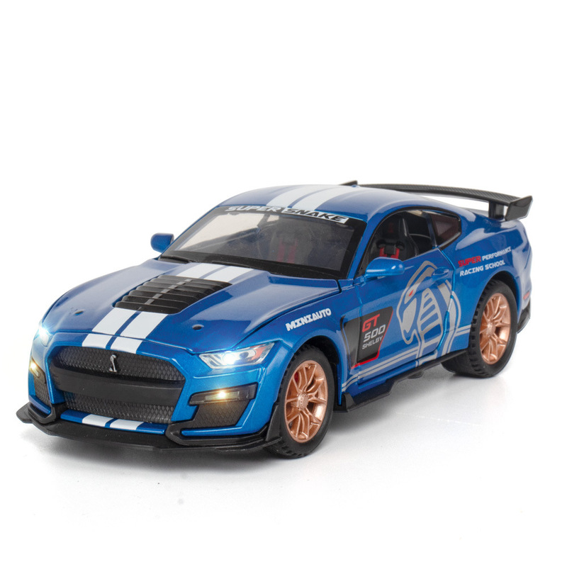Jianyuan 1:32 Mustang Gt500 Alloy Car Model Pull Back Sound and Light Kidsren's Toy Car Children's Day Gift