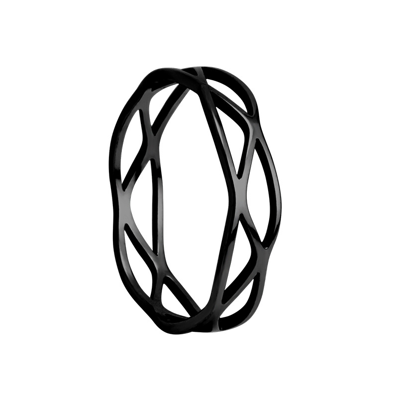 All Seasons Season Vacation Classic Style Solid Color Titanium Steel Plating Hollow Out Rings Men Band Rings