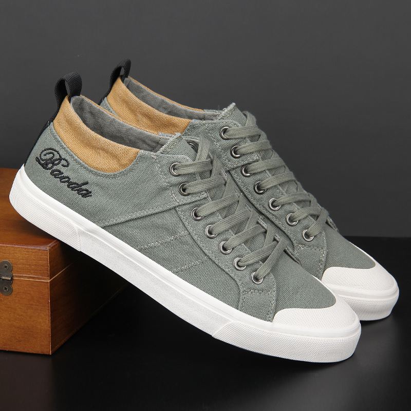 Atmungsaktive Herren Freizeitschuhe Canvas Low Top Sneaker_voghion.com