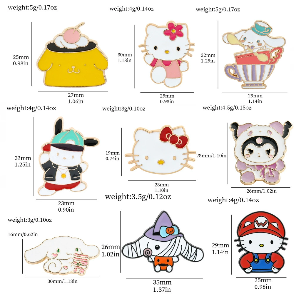 Сотни брошей Sanrio, металлическая брошь-мультфильм Kuromi нефрит корица KT кот дикий модный значок