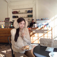 网红同款世家Sagafur 小狐狸马甲女装芬兰进口狐狸皮草夹革工艺