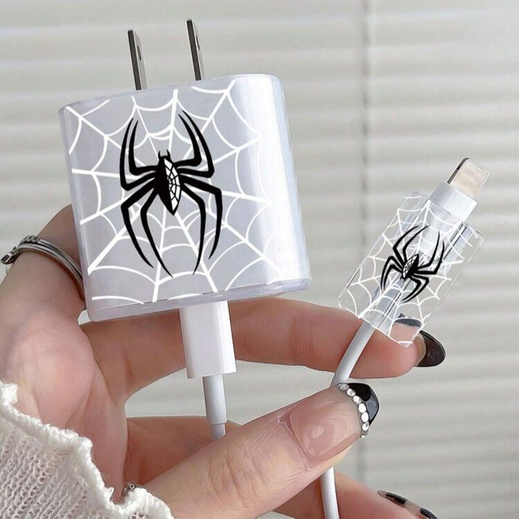Spider Web Suitable for Apple 18W/20W Charger Protective Cover Wire Bite Tpu Soft Shell Protective Case