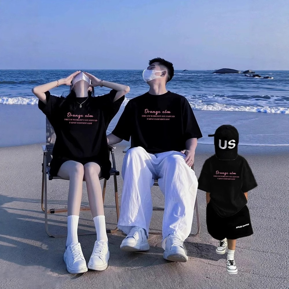 다양한 2026년 초인기 가족룩, 3~4인 가족을 위한 여름 반팔 티셔츠, 도파민 아동복, 롬퍼