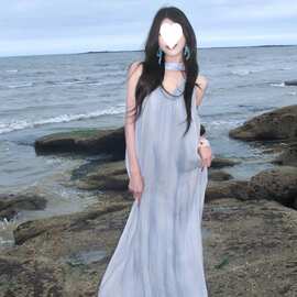 2026新款慵懒风法式蓝色无袖吊带连衣裙子女夏季海边度假仙女长裙