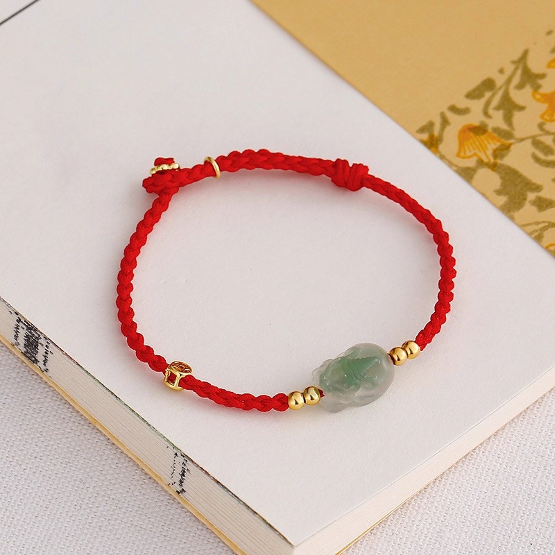 Little Pixiu Coin Red Rope Bracelet Women's New Good Luck and Wealth Meaningful Money Flower Braided Bracelet Couple Gift