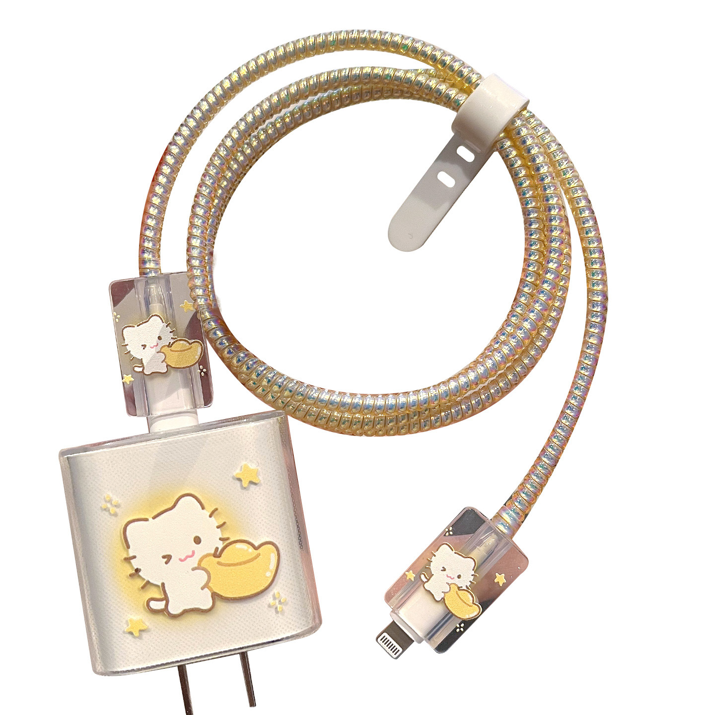 Aplicable a Apple cable de datos 20W cabeza de carga cargador de dibujos animados transparente cable de datos protector contra plegado image 6