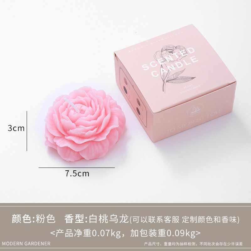 Flores de peonía románticas hechas a mano, modelado artístico, fragancia, velas perfumadas, novias para niñas, regalos especiales, adornos