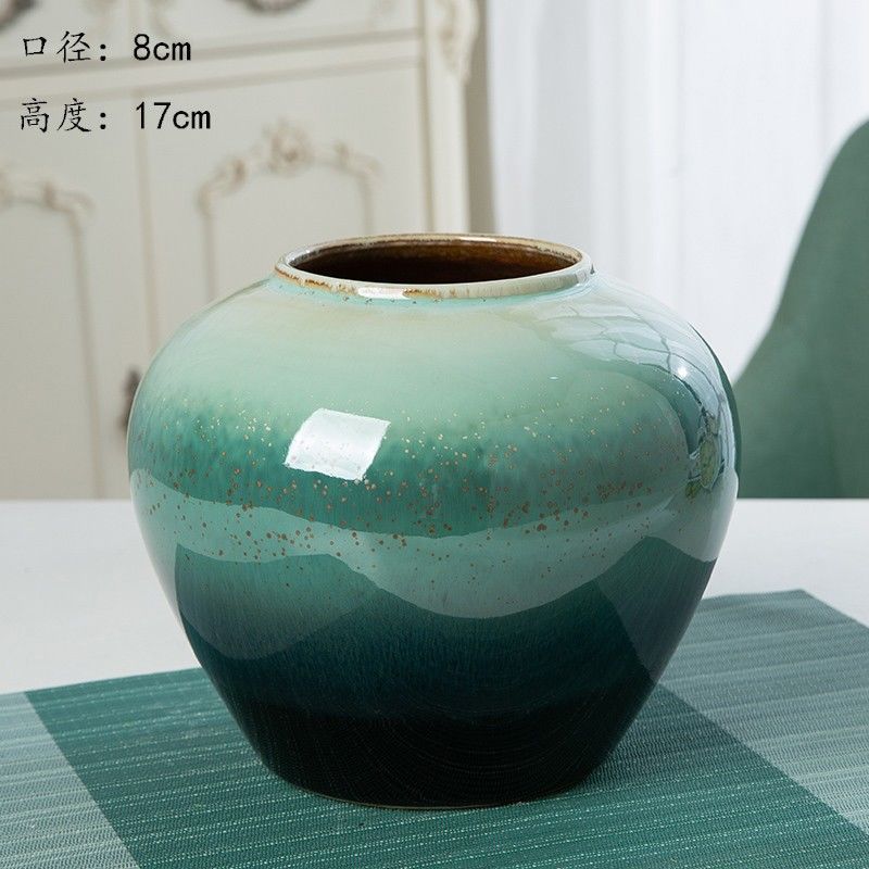 Jingdezhen nuevo jarrón de cerámica china planta maceta de flores de cerámica vintage flor seca sala de estar decoración moderna simple estricta