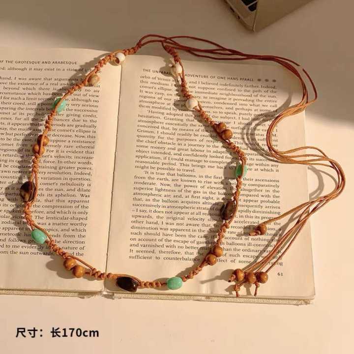 波西米亚度假风腰带女复古民族风手工编织腰链配饰百搭高级感腰绳|undefined