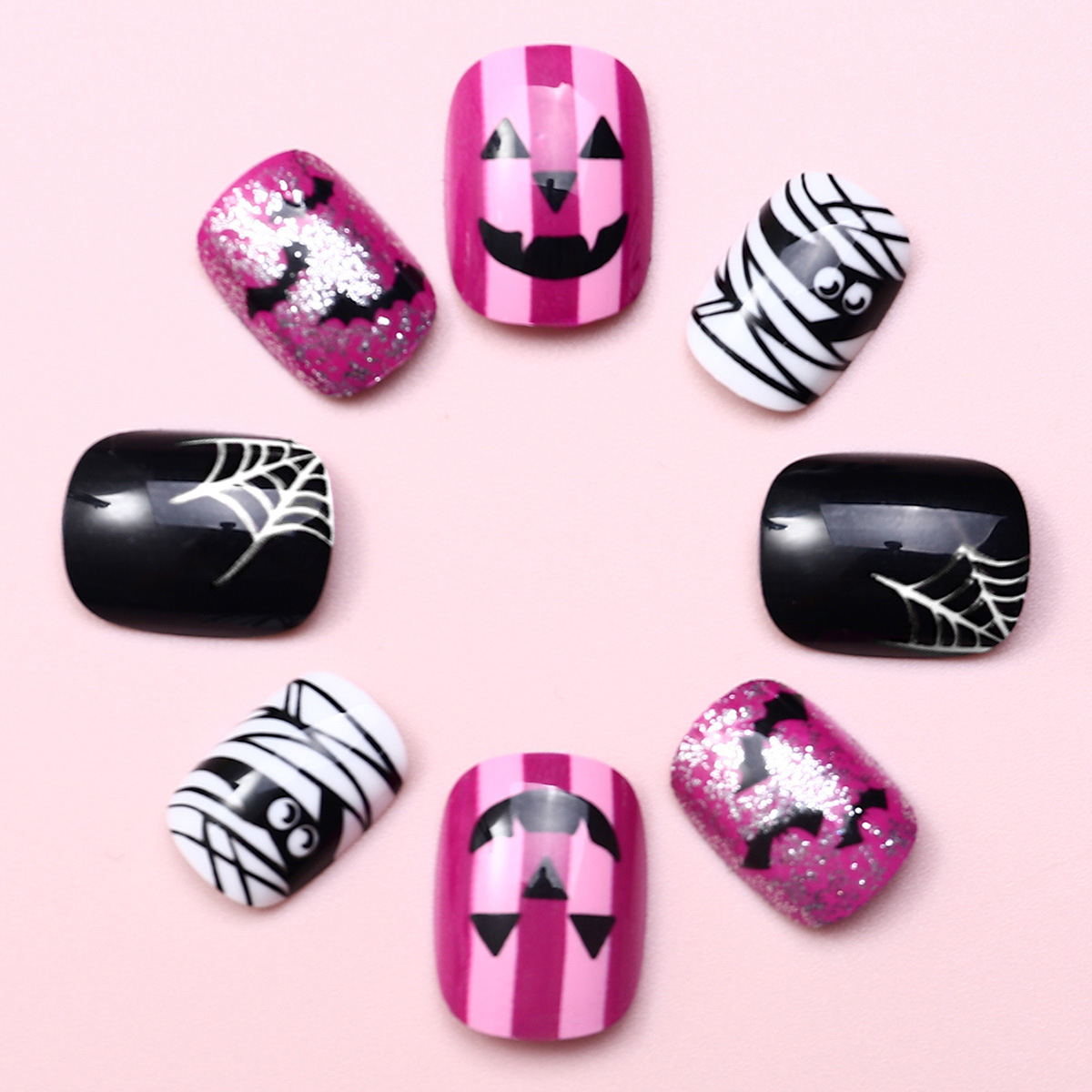 Transfronterizos de uñas de Halloween nuevo murciélago manicure Halloween desgaste manicure parches de uñas de araña