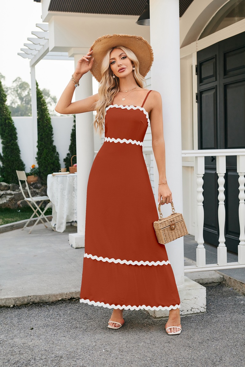 Women's Strap Dress Simple Style Strap Backless Sleeveless Color Block Midi Dress Holiday Daily display picture 10