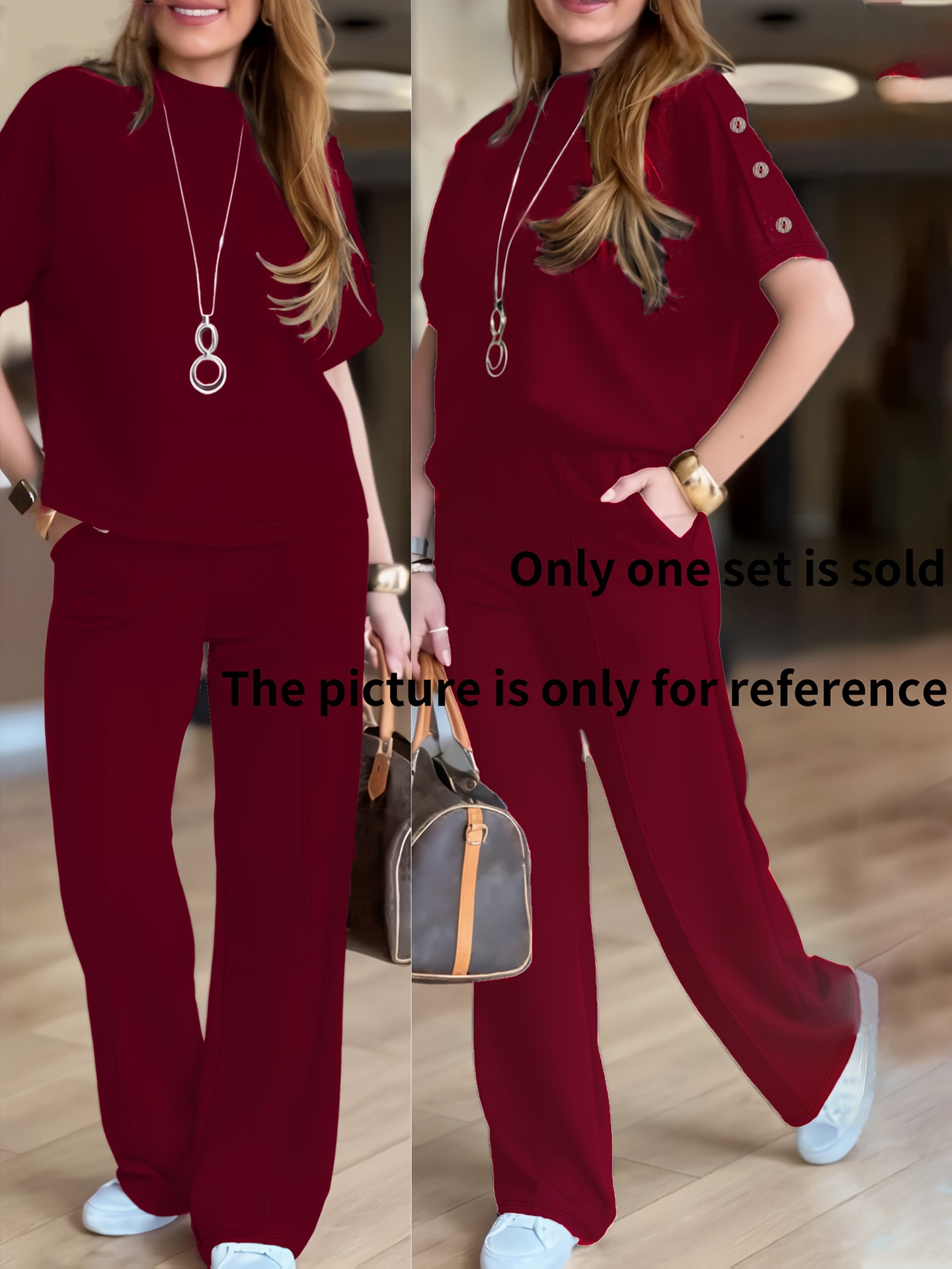 Women's Casual Two-Piece Set, Solid Color Loose Fit Lounge Wear, Comfortable Long Sleeve Top And Trousers Outfit_ecoleips.com