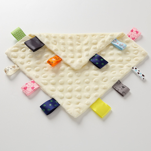 Cross-border baby beanie label comfort napkin, importable toy, saliva napkin, baby sleeping hand puppet toy