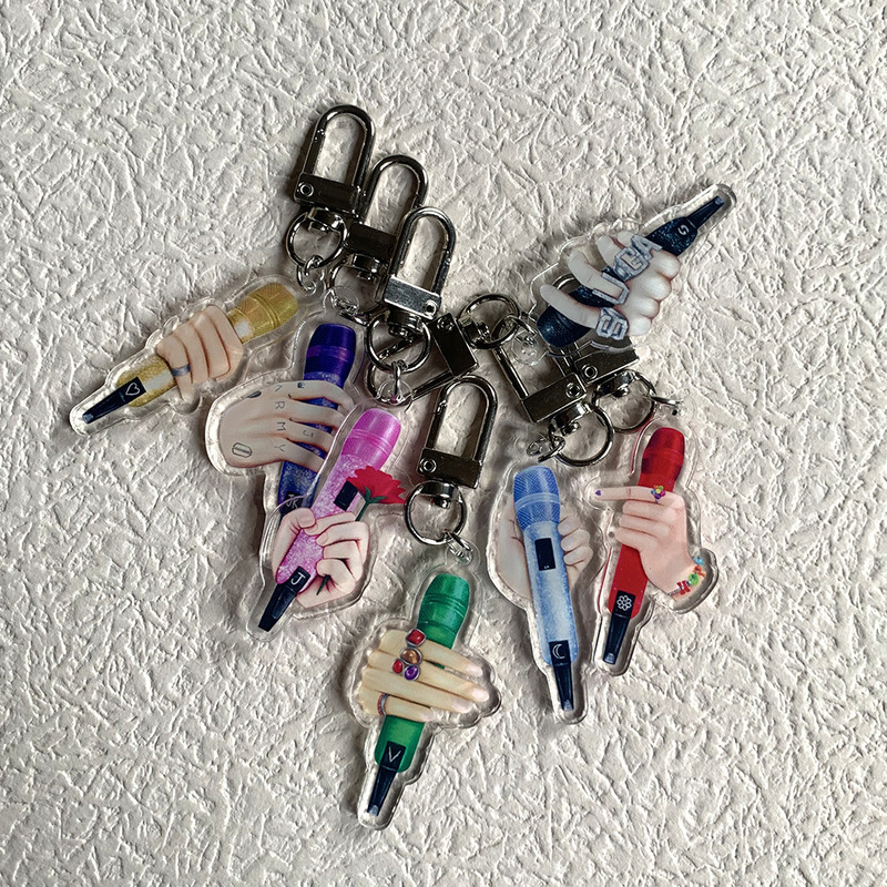 Bulletproof youth group microphone peripheral acrylic key chain JIMIN JK V key ring pendant mobile phone pendant