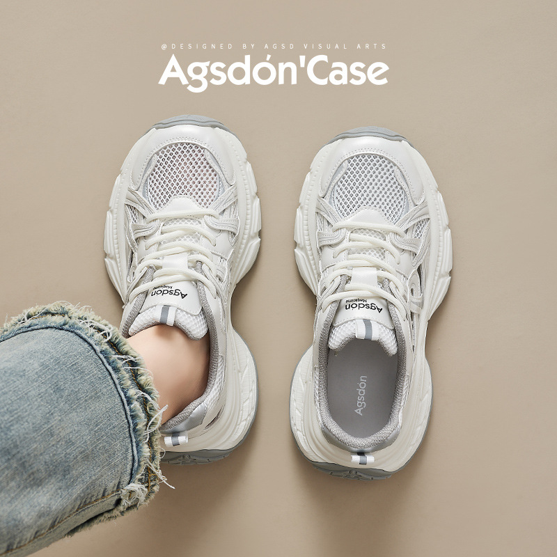 Zapatillas deportivas Augu Shiden para mujer, novedad primavera 2026, sandalias deportivas ligeras de malla hueca con suela gruesa, color blanco