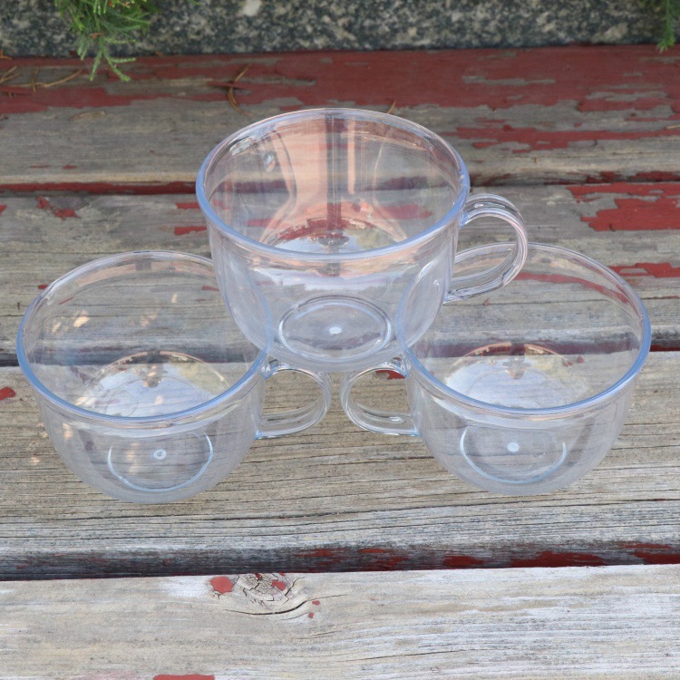 透明带柄加厚塑料早餐杯 大容量泡燕麦片茶杯 无盖牛奶杯咖啡杯子