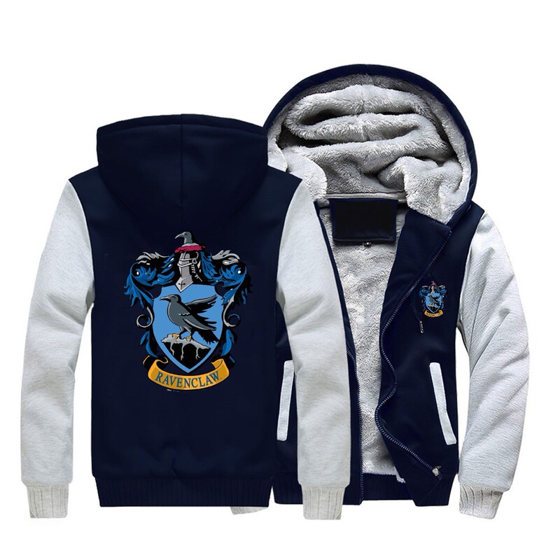 Harry Potter Cross-border Men's fleece-lined Cardigan Hooded Sweater Winter Warm Thickened Sweater for Men